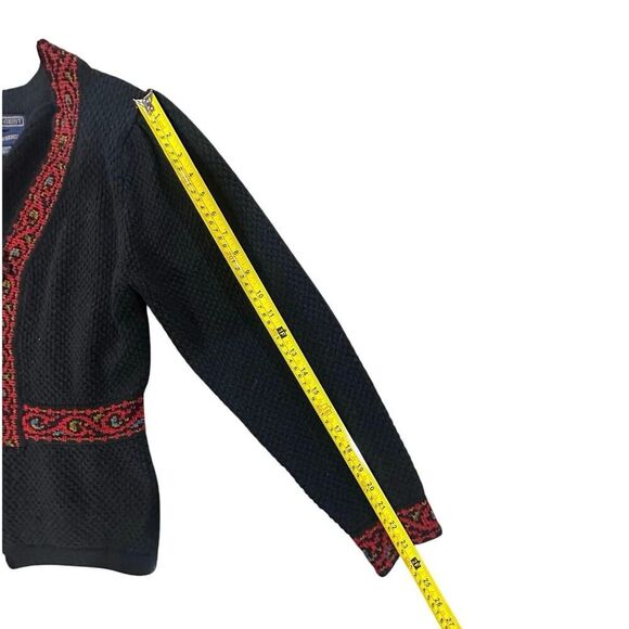 VINTAGE 100% Shetland Wool Hand Embroidered Icelandic Cardigan Women’s SZ Large - Picture 10 of 13